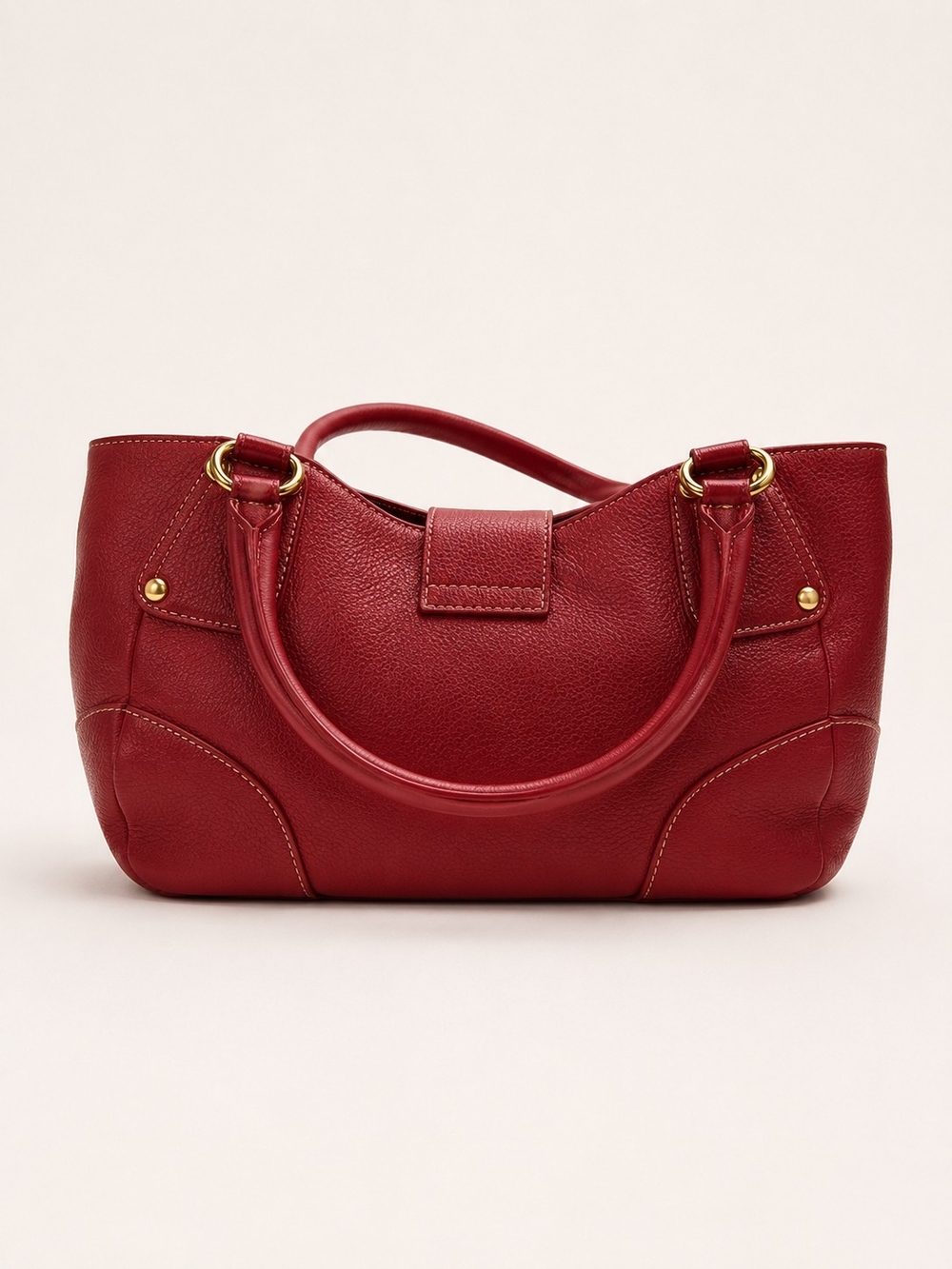 Prada Red Leather Satchel with Gold-Tone Hardware - Picture 3 of 7